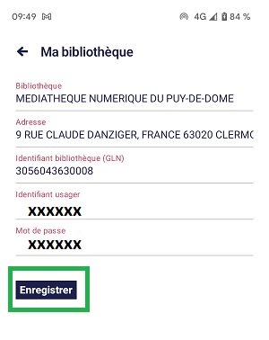 capture écran compte bibliotheque baobab