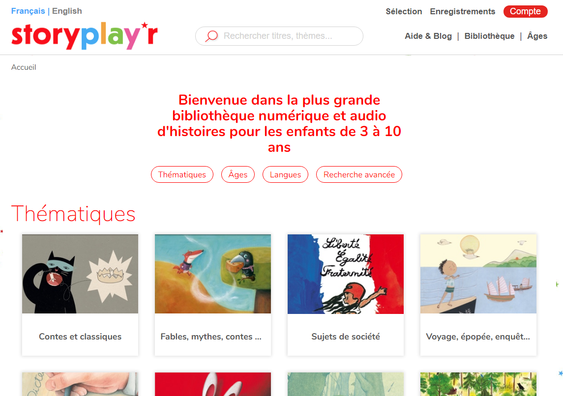 page accueil storyplay'r