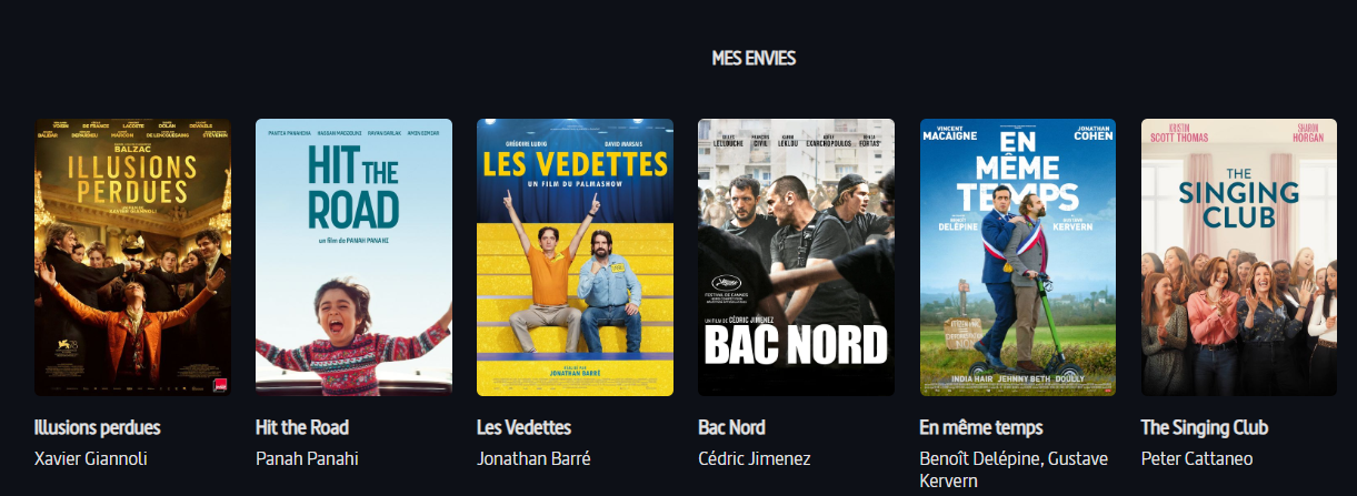 capture ecran de la liste des envies VoD