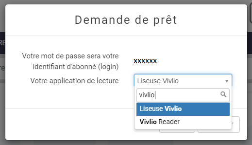 pop up de selection de l'application de lecture PNB